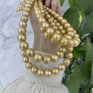 16 inches 11-14mm Natural Yellow Gold South Sea Pearls Loose Strand