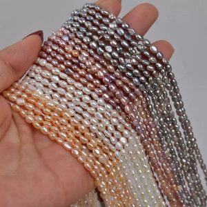 Wholesale 16 inches 3-4mm Natural Rice Pearls Loose Strand