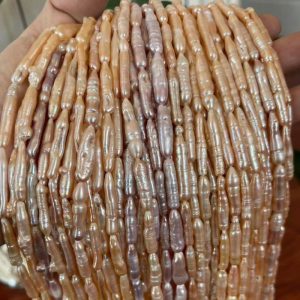 16 inches 20-30mm Horizontal Drilled Long Stick Natural Pink Biwa Pearls Loose Strand