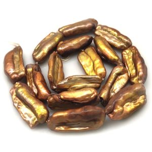 Wholesale 16 inches 20-35mm Coffee Natural Long Biwa Pearls Loose Strand