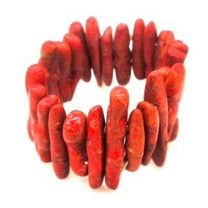 8 inches 30-40mm Natural Red Stick Shaped Sponge Coral Bracelet