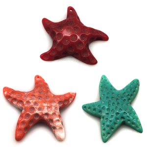 Wholesale 30-40mm Star Fish Carved Natural Coral Charm Pendent