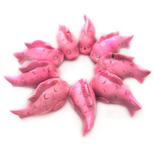 Wholesale 20x30x45mm Pink Clownfish Carved Turquoise Pendant