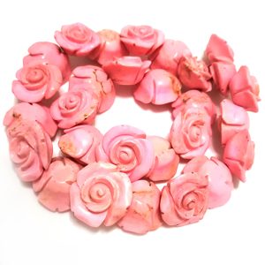 16 inches 12x20mm Pink Hand Carved Turquoise Flower Beads Loose Strand