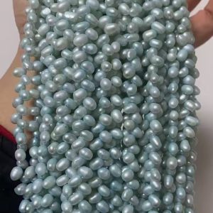 16 inches 5-6mm Blue Raindrop Natural Wheat Pearls Loose Strand