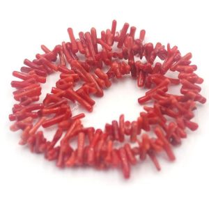 16 inches 4-7mm Red Natural Bamboo Coral Chip Beads Loose Strand