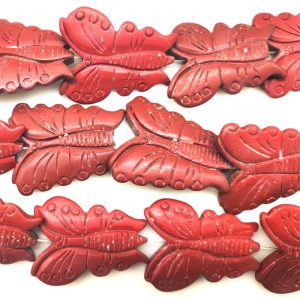 16 inches 30x40mm Red Butterfly Shaped Natural Sponge Coral Beads Loose Strand