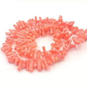 16 inches 4-7mm Pink Natural Bamboo Coral Chip Beads Loose Strand
