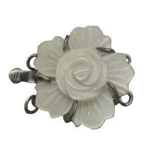Wholesale 25mm Double Row White Flower Carved Shell Jewelry Clasp