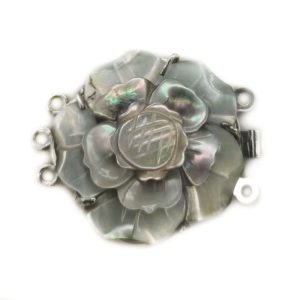 Wholesale 30mm Natural Gray Flower Carved Shell Jewelry Clasp