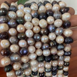 Wholesale 16 inches 9-11mm Triple Color Natural Potato Pearls Loose Strand