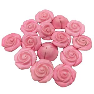 Wholesale 11x20mm Half Hole Pink Rose Flower Carved Natural Turquoise Beads