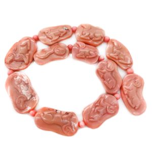16 inches 20x30mm Pink Nugget Animal Carved Natural Coral Beads Loose Strand