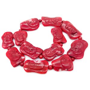16 inches 20x30mm Red Nugget Animal Carved Natural Coral Beads Loose Strand