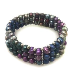 Wholesale 7 inches 5-6mm Multicolor Natural Button Pearl Bracelet