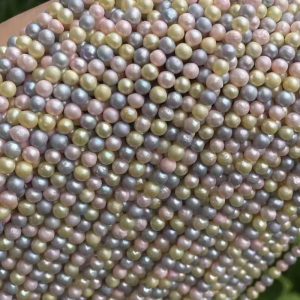 16 inches 4-5mm Multicolor Round Fresh Water Pearls Loose Strand