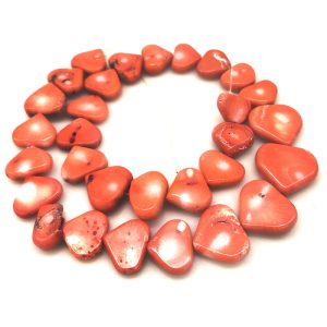 16 inches 6x18mm Salmon Heart Shaped Natural Bamboo Coral Beads Loose Strand
