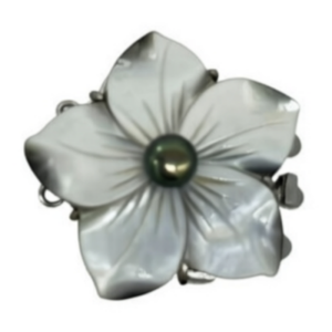 Wholesale 35mm Triple Rows Black Orchid Flower Carved Shell Jewelry Clasp