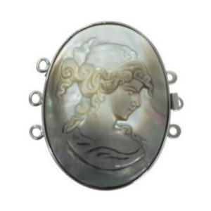 Wholesale 30x40mm Triple Rows Nymph Carved Natural Oval Shell Jewelry Clasp