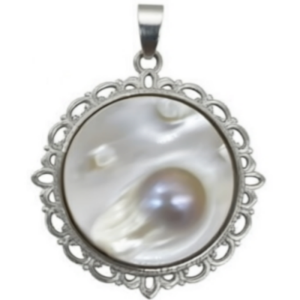 Wholesale 8x30mm Natural Pearl in Shell Round Charm Pendant