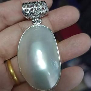 Wholesale 25x30mm White Gold Filled Natural Ellipse White Mabe Pearl Charm Pendant