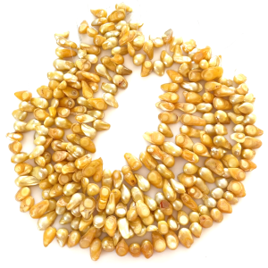 16 inches 8-13 mm Yellow Drilled Natural Blister Pearls Loose Strand