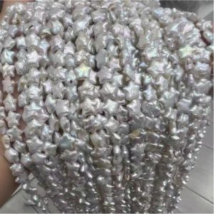 16 inches 10-13mm White Flat Star Shaped Coin Pearls Loose Strand